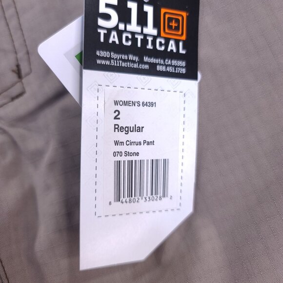 5.11 Tactical Pants Women’s 2 Stone Brown Cirrus Covert Ripstop Straight Leg - Picture 8 of 10